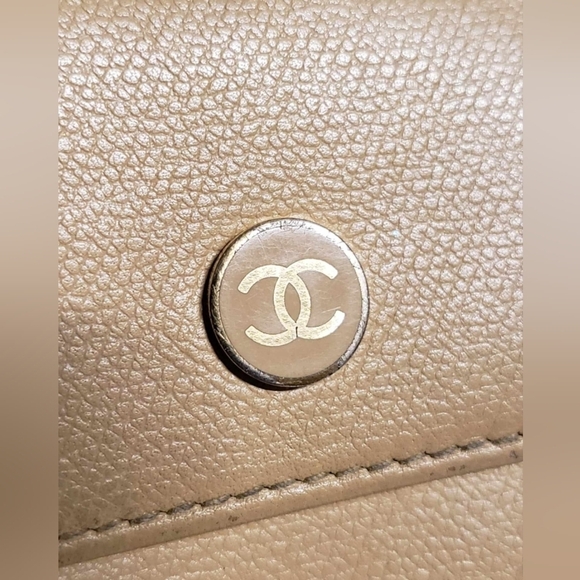 Chanel Beige Caviar Leather CC Logo Trifold Wallet Made in Italy - Picture 12 of 16